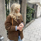 Wildlederjacke – Vintage – Braun – Oversize-Jacke – Damenjacke-Leyna Moda