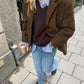 Wildlederjacke – Vintage – Braun – Oversize-Jacke – Damenjacke-Leyna Moda