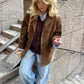 Wildlederjacke – Vintage – Braun – Oversize-Jacke – Damenjacke-Leyna Moda