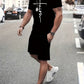 Schwarze Herren Summer Set, bestehend aus einem Kurzarm-T-Shirt und Shorts mit Faith Print