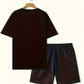 Schwarze Herren Summer Set, bestehend aus einem Kurzarm-T-Shirt und Shorts mit Faith Print