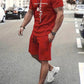 Rot Herren Summer Set, bestehend aus einem Kurzarm-T-Shirt und Shorts mit Faith Print