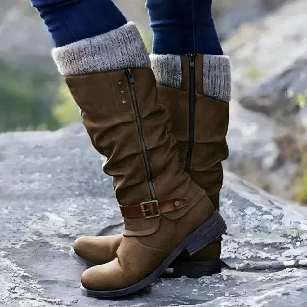 Elegante, kniehohe damenstiefel mit rutschfester oberfläche