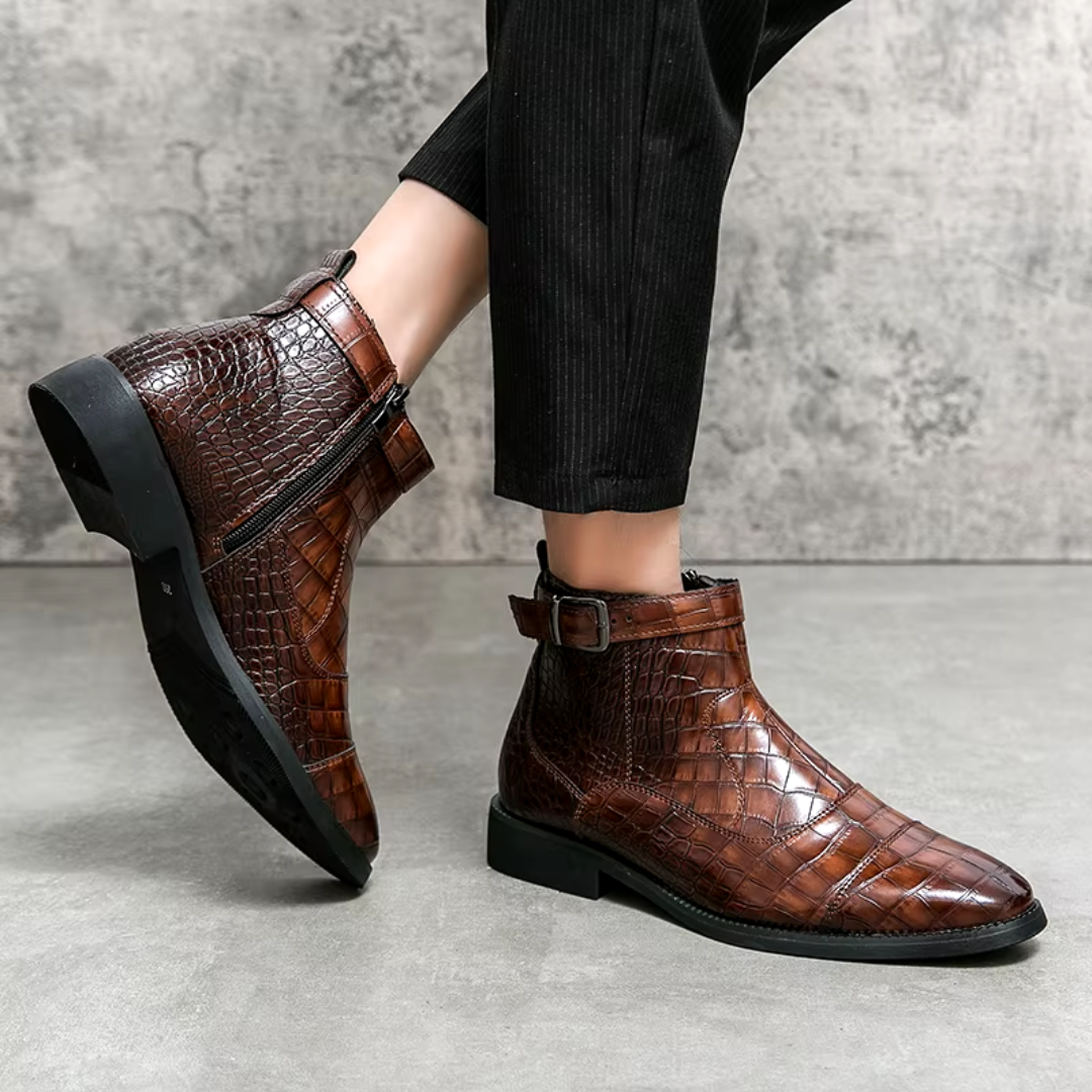 Elegante chelsea-stiefel aus leder für herren