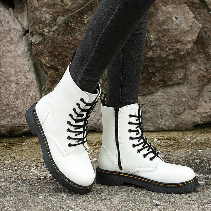 Jalessa - bequeme stiefel mit schnürsenkeln und reißverschluss