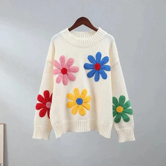 Trudy - dekorativer blumenpullover