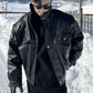 Elegante lederjacke im oversized-fit für herren | perfekt für den alltag