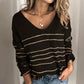 StripeStyle - gestreiftes muster v-ausschnitt pullover
