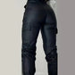 Grace – cargo-jeans in lederoptik mit mehreren taschen