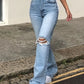 Saoirse – vintage-jeans mit hohem bund und flair