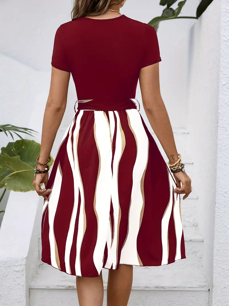 Piper – kurzarmkleid mit streifendruck für frühling und sommer