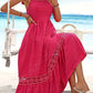 Rotes maxikleid mit spitzendetail und schleifen - Emily
