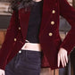 Elegante burgunder samtjacke für famen – schlankmacher-blazer