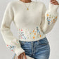 Leyla - strickpullover mit blumenstickerei