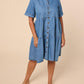 Sophia – trendiges blaues jeans-minikleid mit kragen und seitentaschen