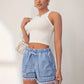 Eleanor – jeansshorts mit elastischem bund für frühling/sommer