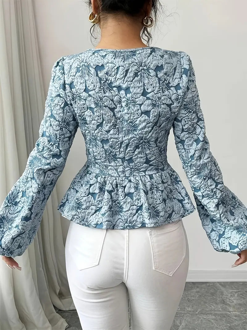 Stella - elegante bluse mit blumenmuster und puffärmeln
