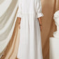 Leinen-maxikleid mit knopfleiste und abllonärmeln