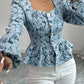 Stella - elegante bluse mit blumenmuster und puffärmeln