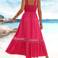 Rotes maxikleid mit spitzendetail und schleifen - Emily