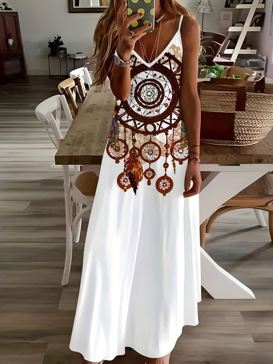 Weißes maxikleid mit traumfänger-design - Luna