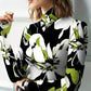 Risa - sexy rollkragen-langarm-t-shirt mit hohem kragen und blumendruck