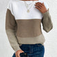 Natalie – farbblock-langarmpullover mit rundhalsausschnitt