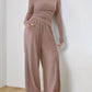 Mia – solides, lässiges set aus langarmshirt und hose mit weitem bein