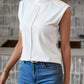 Isabella - weiße elegante ärmellose bluse