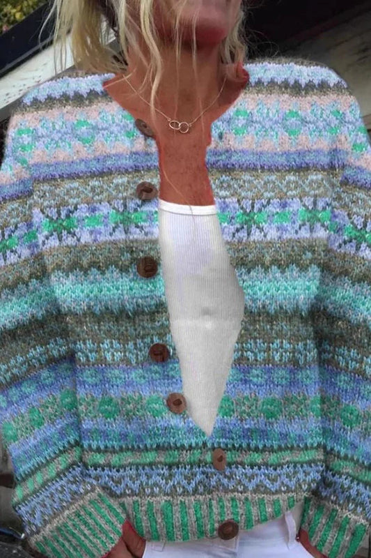 Lotte – blauer nordischer strickcardigan