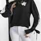 Agatha - elegantes farbblock-sweatshirt mit floralem spitzenaufnäher für damen