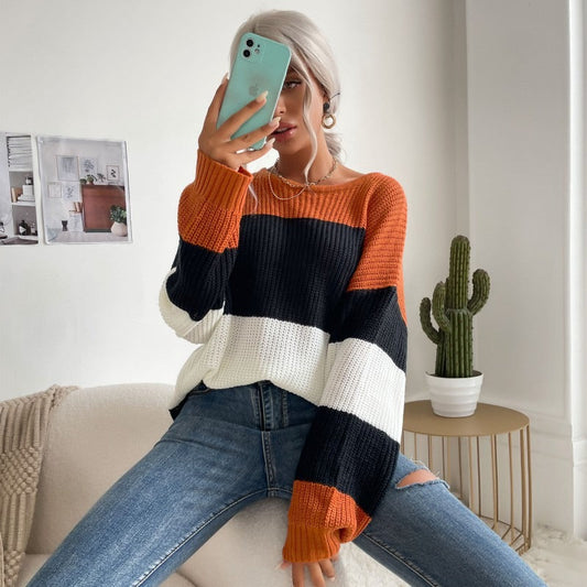 Natasha - strickpullover mit bunten streifen