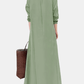 Zoe - olivgrünes hemdblusenkleid maxi