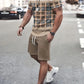 Matt – 2-teiliges farbblock-kurzarm-t-shirt und shorts mit kordelzug