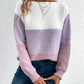 Natalie – farbblock-langarmpullover mit rundhalsausschnitt