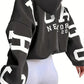 Pullover im oversize-design mit langen armeln und textlogo auf dem armel