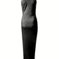 Sophia – gerafftes trägerkleid mit schlitz und seitlichem kordelzug