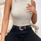 Charlotte – geripptes pullover-oberteil mit hohem halsausschnitt