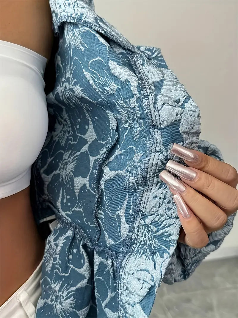 Stella - elegante bluse mit blumenmuster und puffärmeln