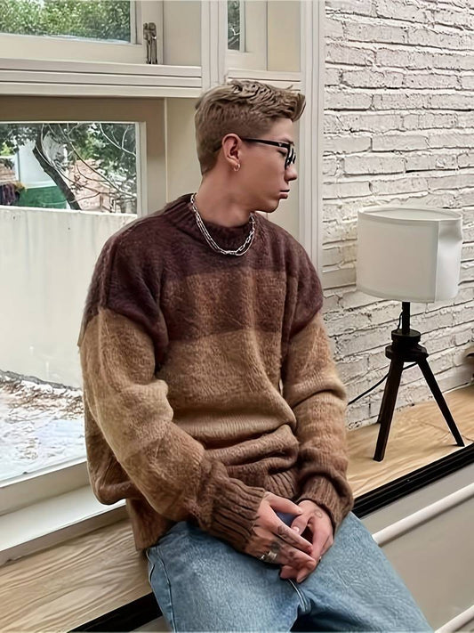 Daniel – farbblock-pullover mit rundhalsausschnitt für herren