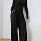 Mia – solides, lässiges set aus langarmshirt und hose mit weitem bein