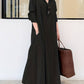 Zoe - olivgrünes hemdblusenkleid maxi