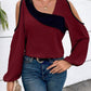 Scarlett – elegante farbblockbluse mit quadratischem ausschnitt und langen armeln