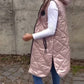 Ärmellos – lässige steppjacke mit kapuze und reibverschluss