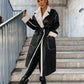 Jacke aus leder und fleece mit schnürsenkeln