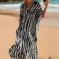 Strandkleid mit zebra-print und v-ausschnitt
