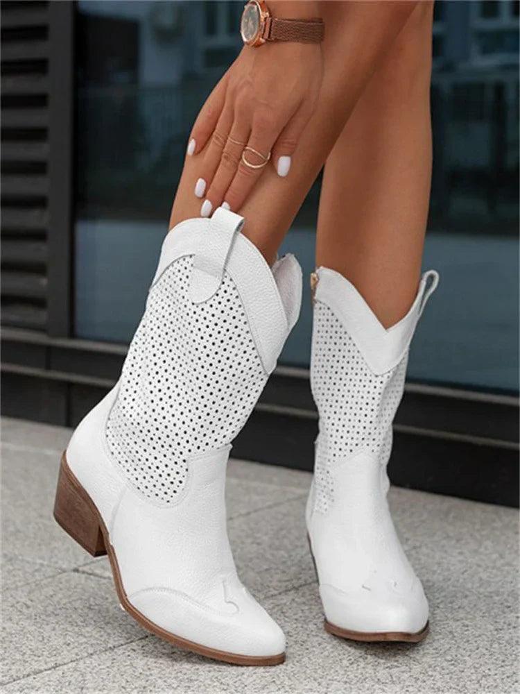 Cowboy-Stiefel mit Reißverschluss für Frauen Mivona