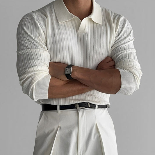 Jerald - Slim-Fit-Poloshirt mit langen Ärmeln
