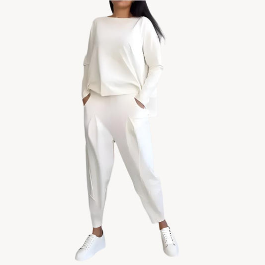 Ilse - eleganter zweiteiliger freizeitanzug für damen im unifarbenen design