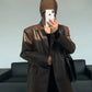 Langärmeliger blazer aus kunstleder für damen - lili